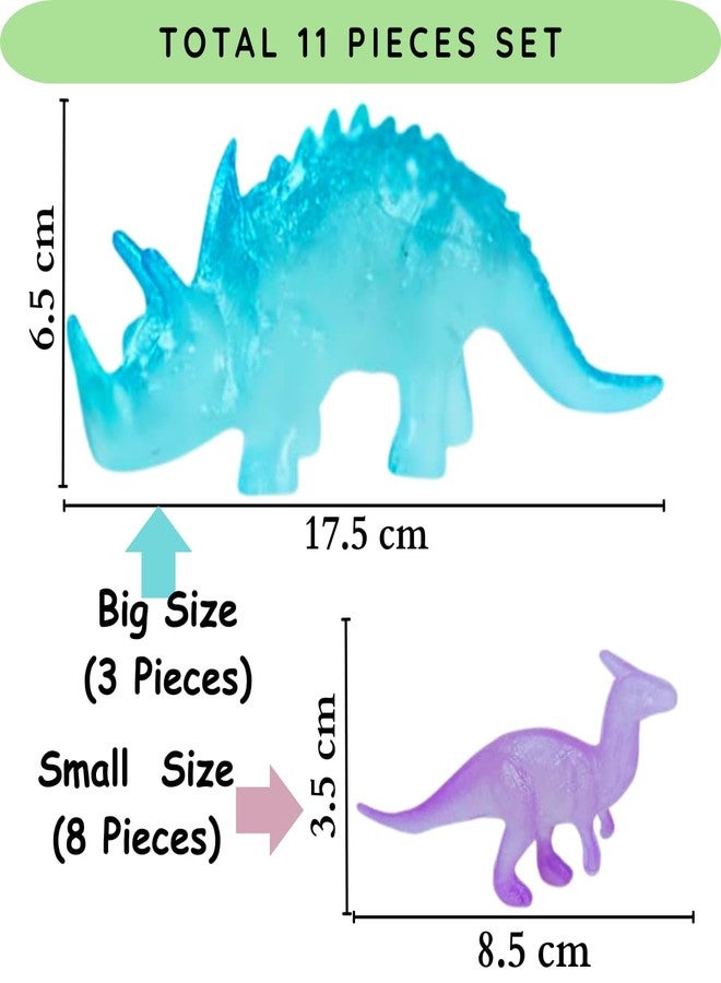 KIDZYMON® Glow in Dark Dinosaur Figures, 11 Pieces, Party Favours and Cupcake Toppers, Treasure Carnival Prizes, Classroom prizes, Return Gift for Kids 3+ Years, Multishape & Multicolour - Image 5